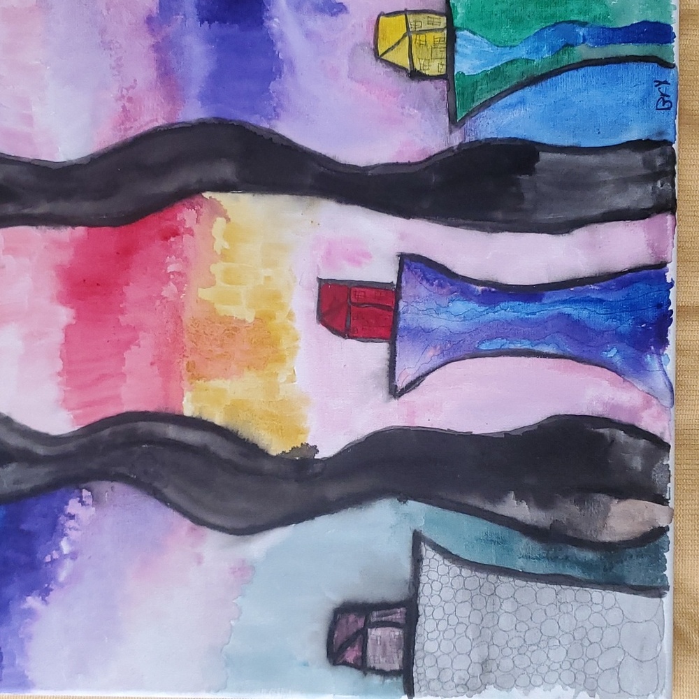 HAND PAINTED ABSTRACT ART WORK - Picture 3 of 4